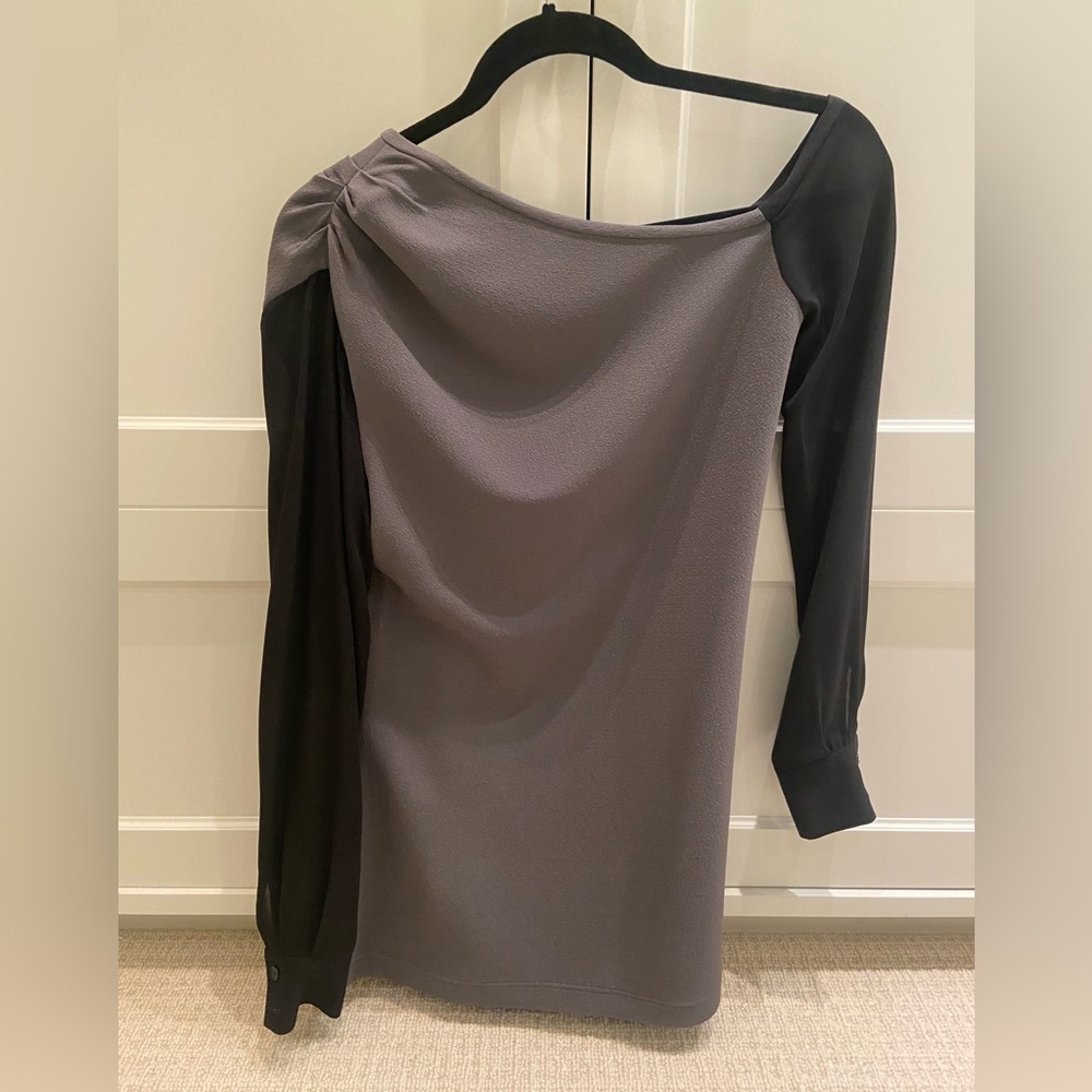 Yigal Azrouel one shoulder black/grey top, size 2